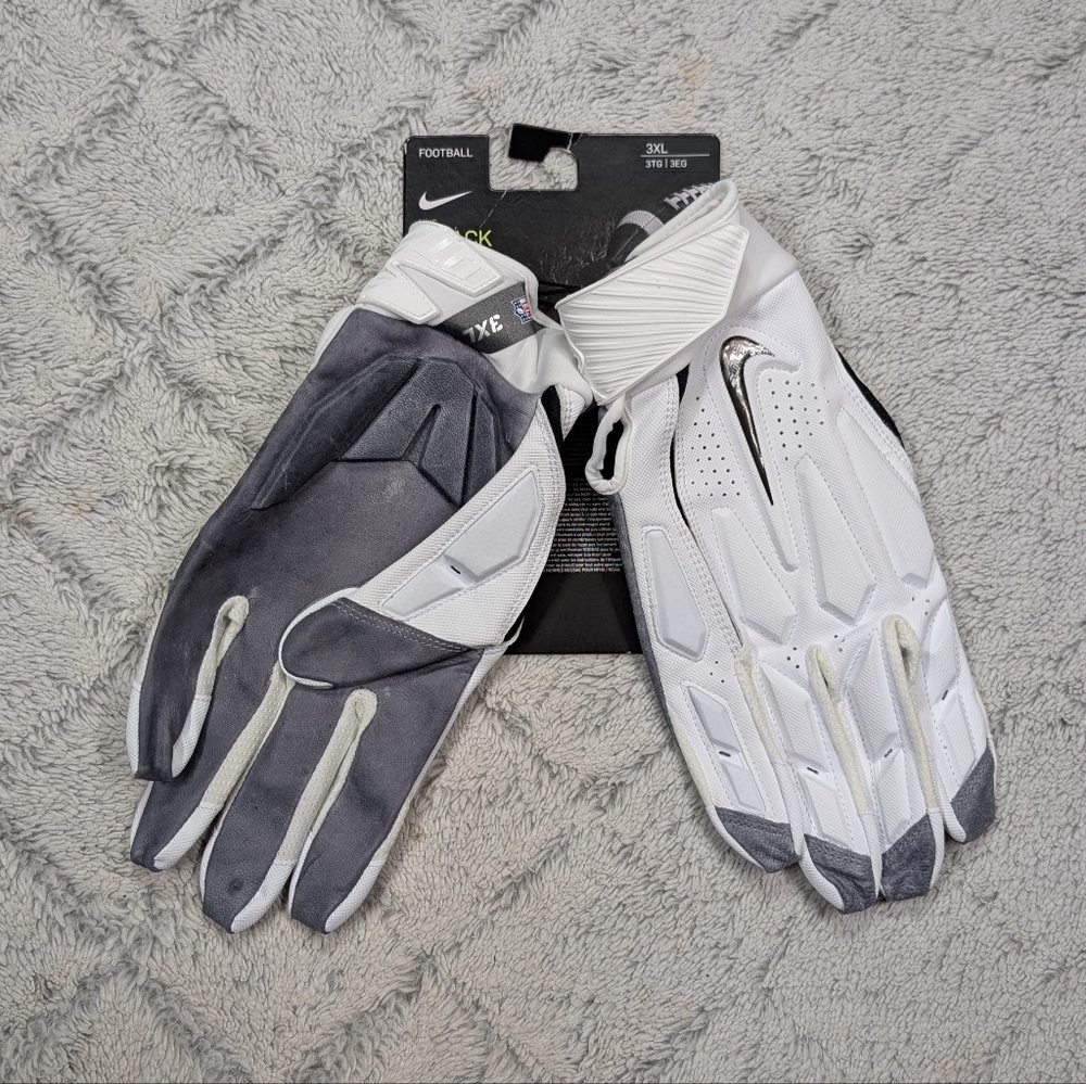 Nike D-Tackle 6.0 Football Gloves White Mens 3XL PGF946-184 Lineman NFL NEW